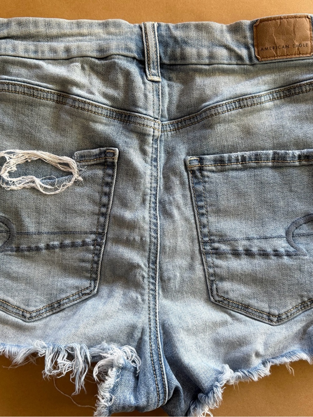 American Eagle Outfitters Light Blue Distressed Jean Shorts - Picture 4 of 5